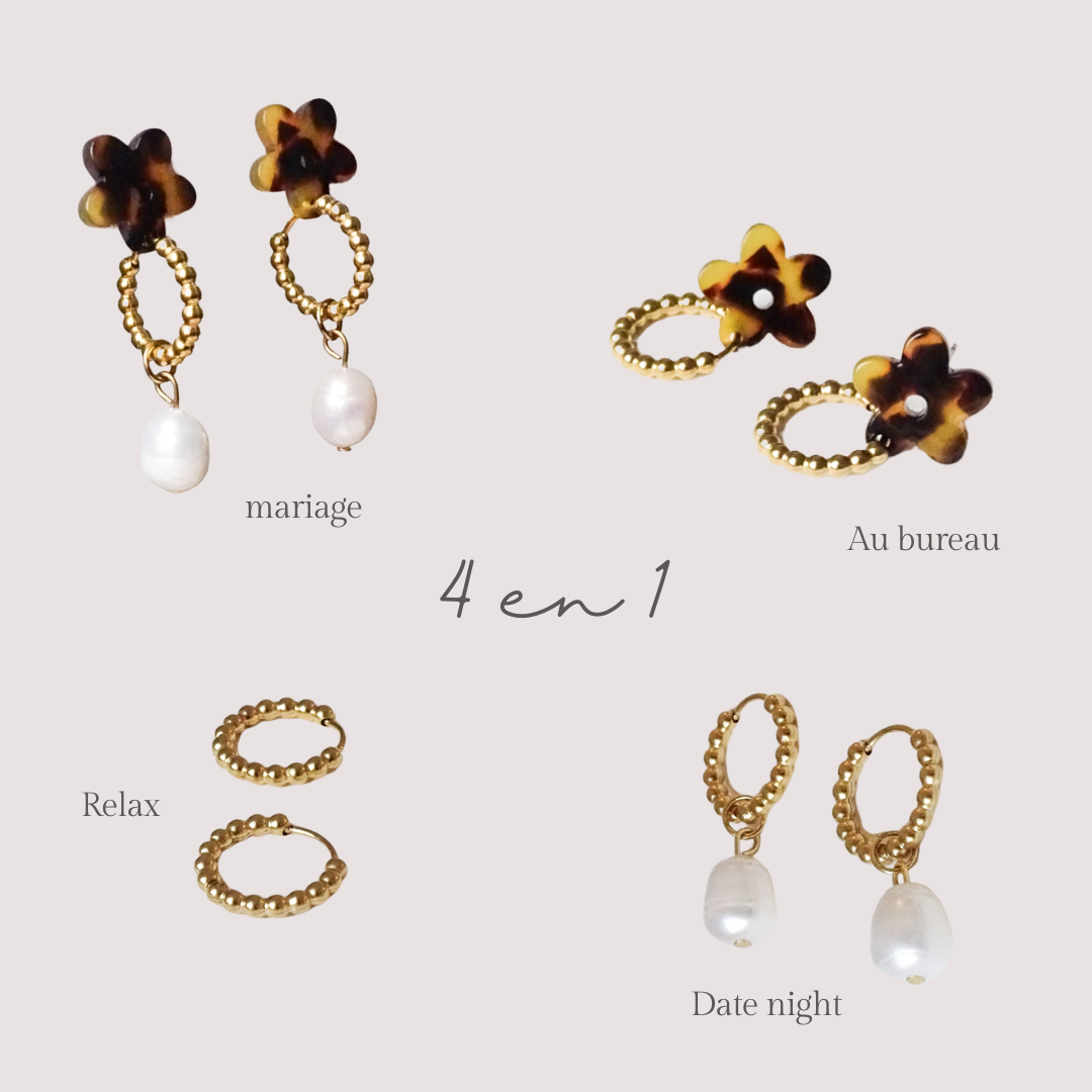 Flora 4 in 1 earrings - 18k Gold plated
