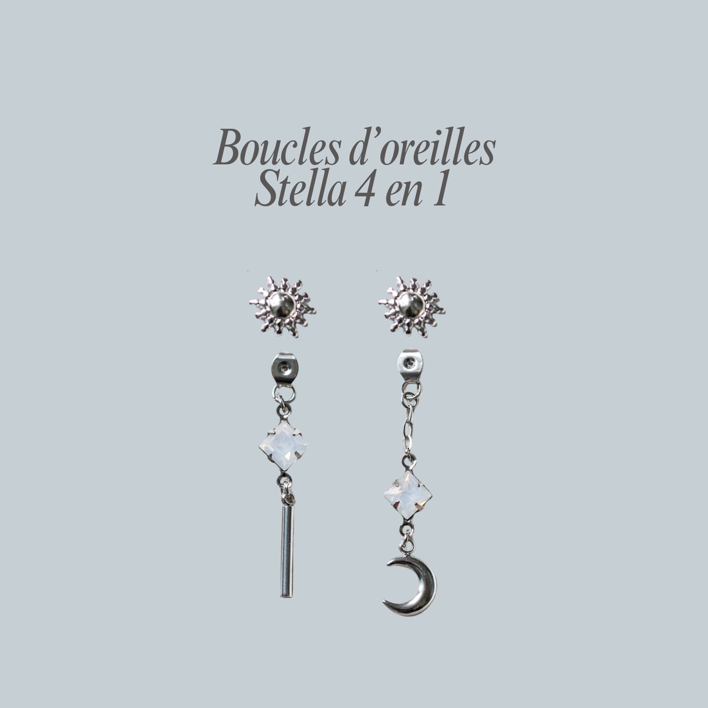 *Nouveauté* Stella boucles d'oreilles 4 en 1 - plaqué or 18 carats