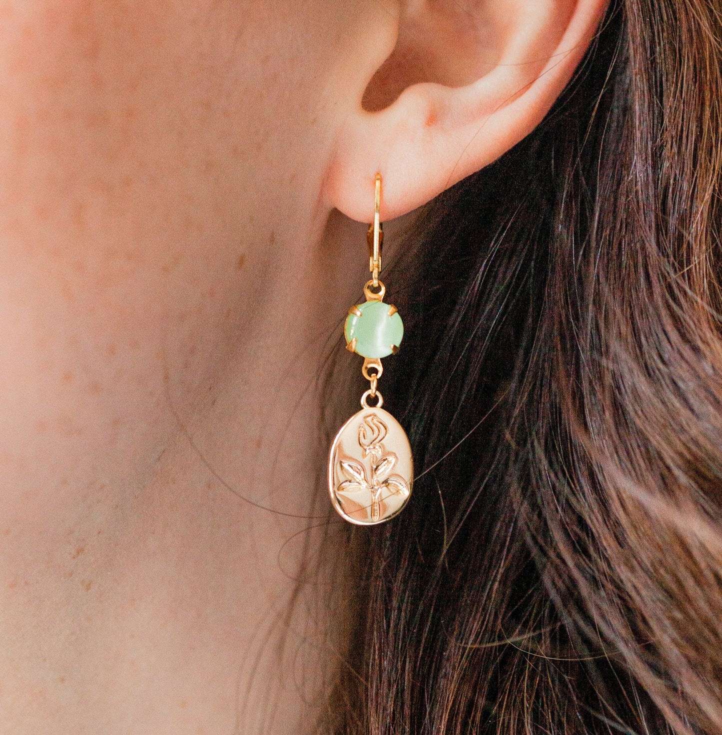 Rosie earrings - Dusty sage 18k gold plated (CLEARANCE)