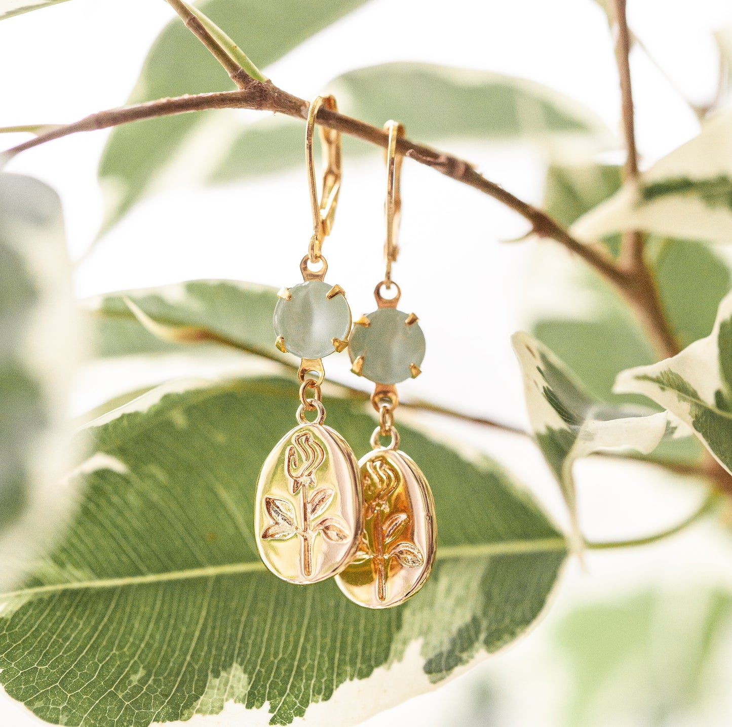Rosie earrings - Dusty sage 18k gold plated (CLEARANCE)