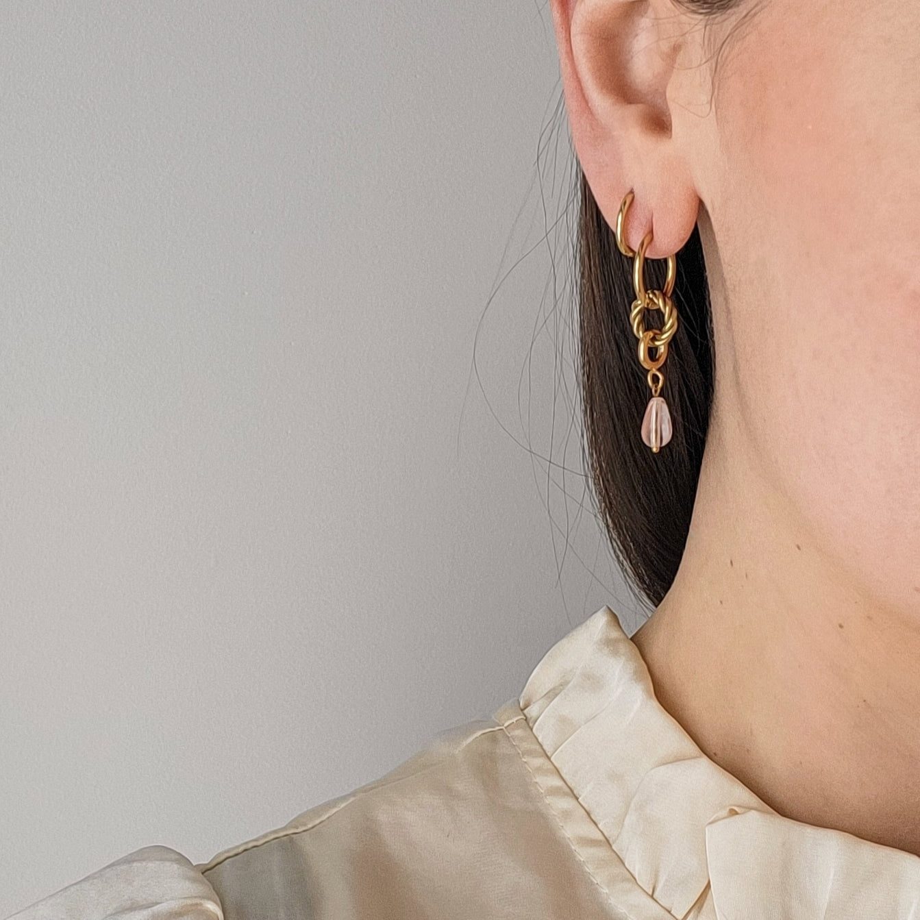 Boucles d'oreilles Anabelle 3 en 1 - Acier inox