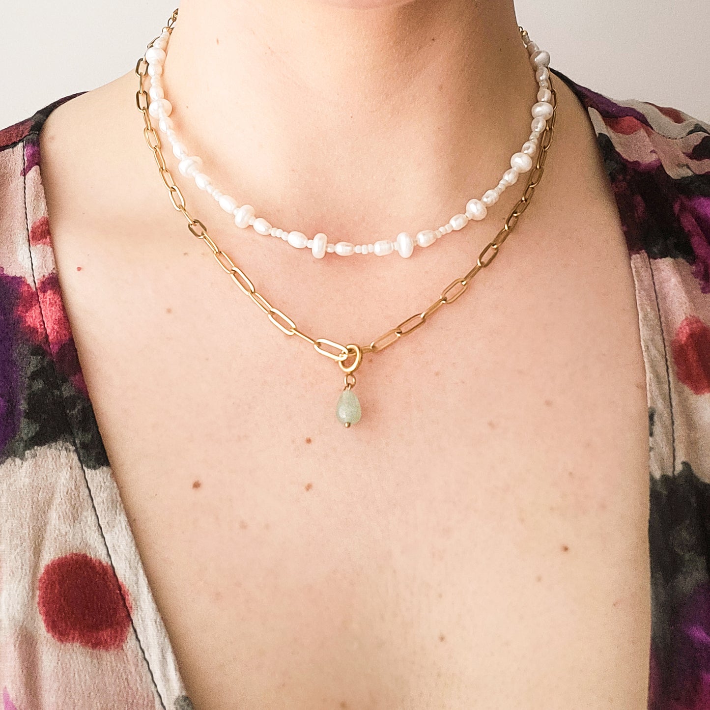 *Nouveauté* Collier billes vintage et perles d'eau douce