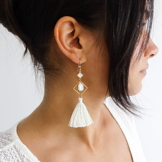 Scarlet earrings - Cream 18k gold plated