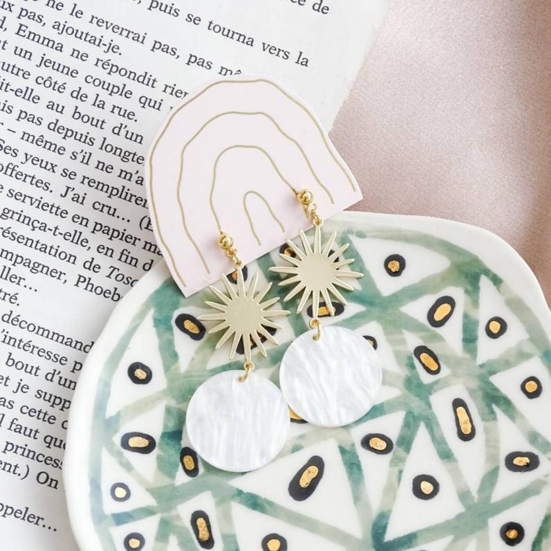 Sun earrings - White 18k gold plated (CLEARANCE)