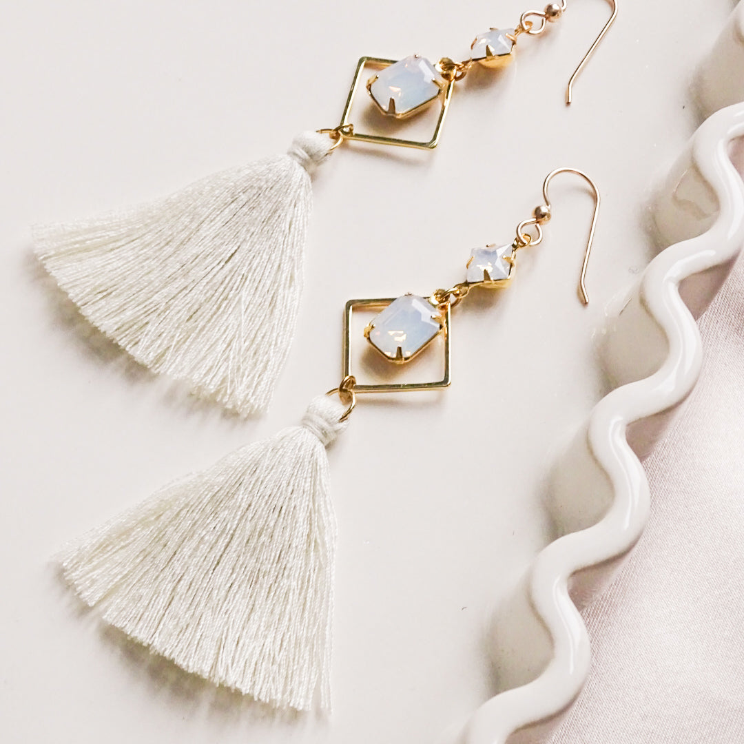 Boucles d'oreilles Scarlett - Crème plaqué or 18 carats