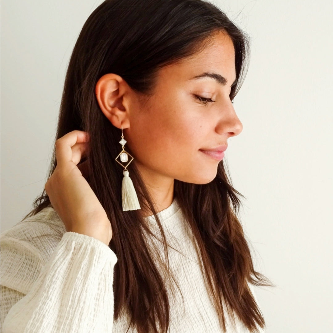 Scarlet earrings - Cream 18k gold plated