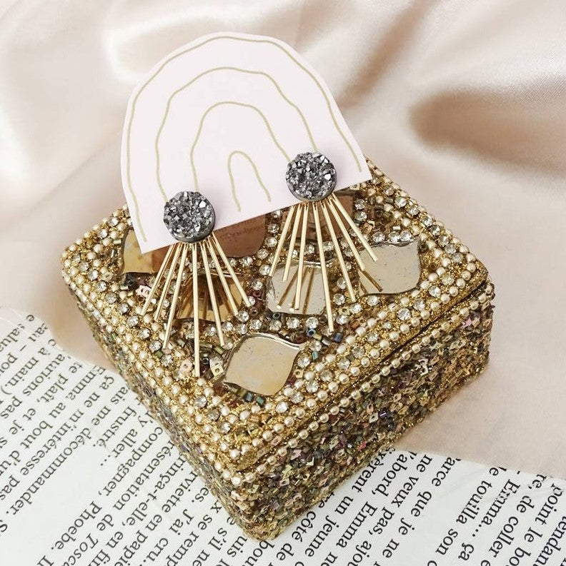 Julia ear jackets - Charcoal 18k gold plated