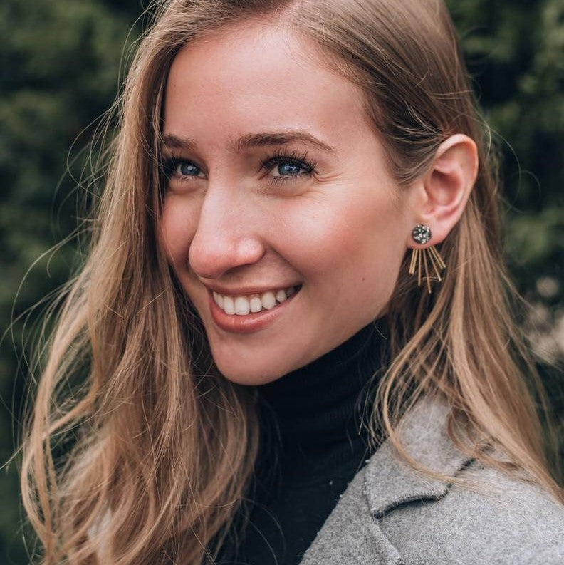 Julia ear jackets - Charcoal 18k gold plated