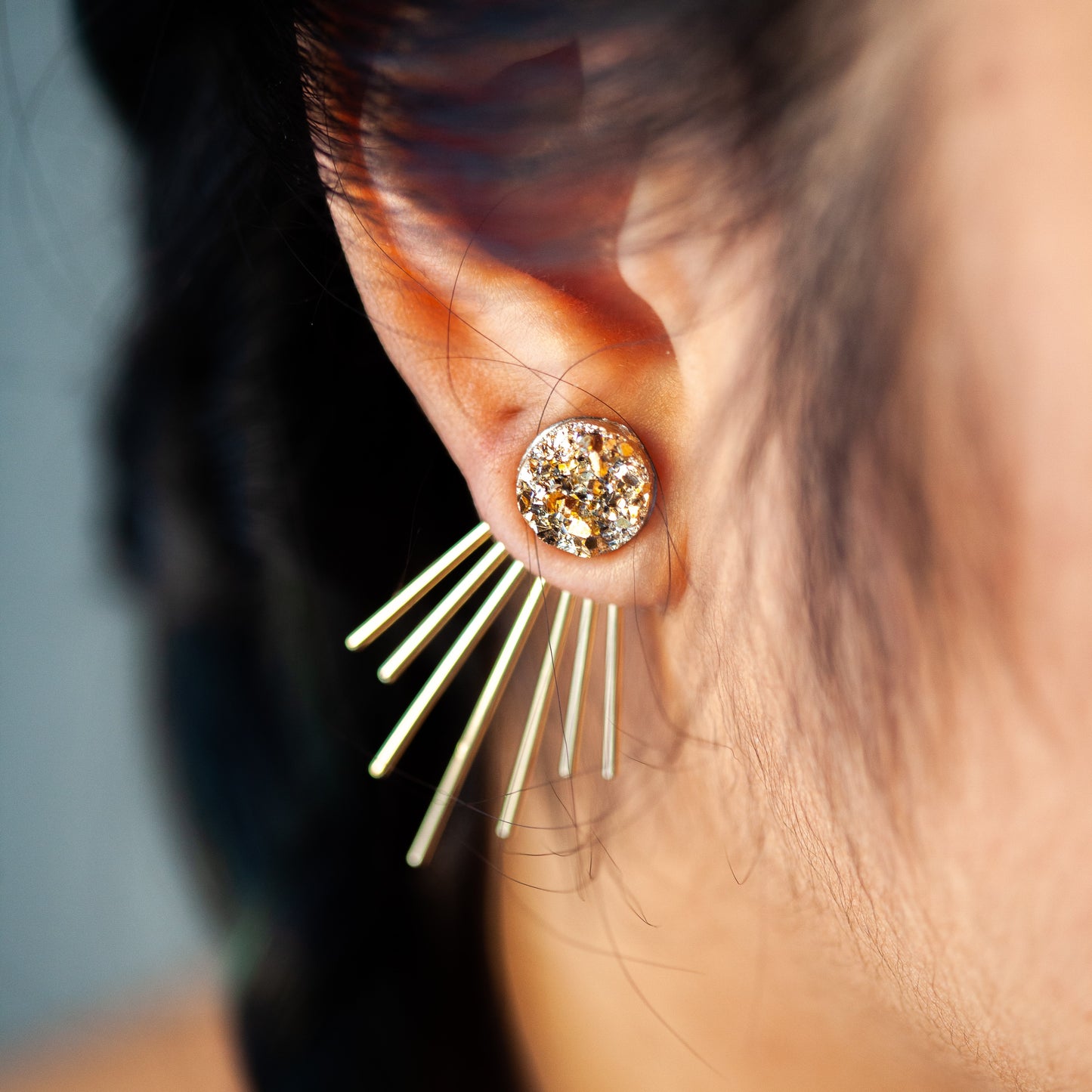 Boucles d'oreilles ear jacket Julia - Plaqué or 18 carats