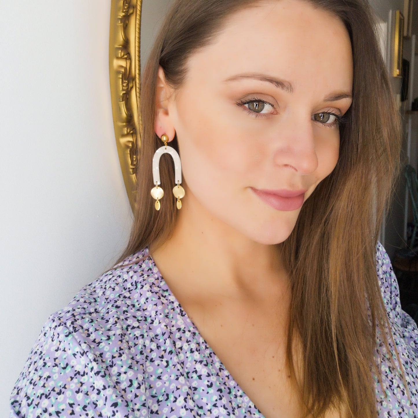 Boucles d'oreilles Lucy - Crème plaqué 18 carats (DISCONTINUÉ)