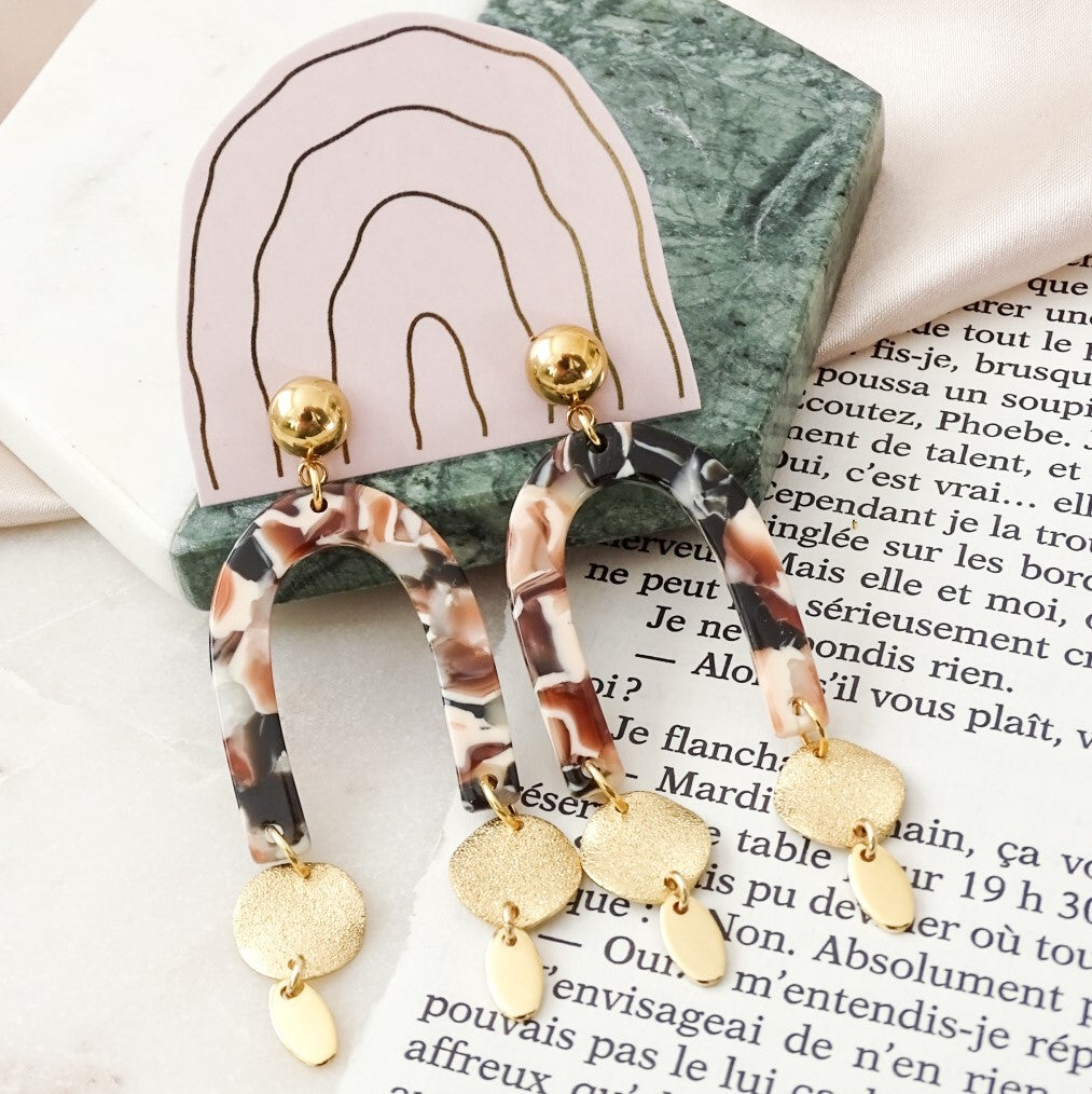 Lucy earrings - Mocha 18 gold plated (CLEARANCE)