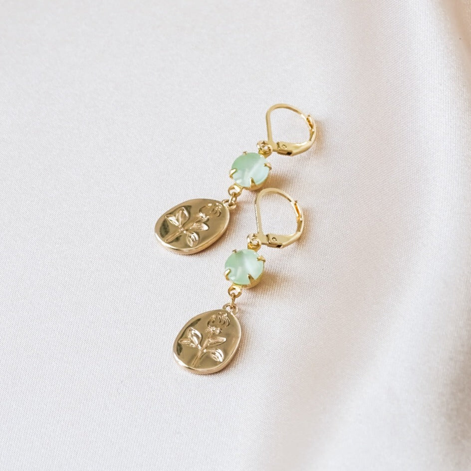 Rosie earrings - Dusty sage 18k gold plated (CLEARANCE)