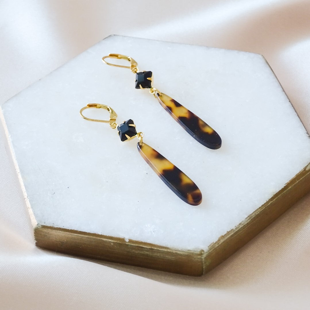 *NOUVEAUTÉ* Boucles d'oreilles Valérie - Noir & écaille