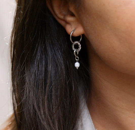 Boucles d'oreilles Anabelle 3 en 1 - Acier inox