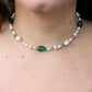 *New* Priscilla pearls & glass evening necklace - Green