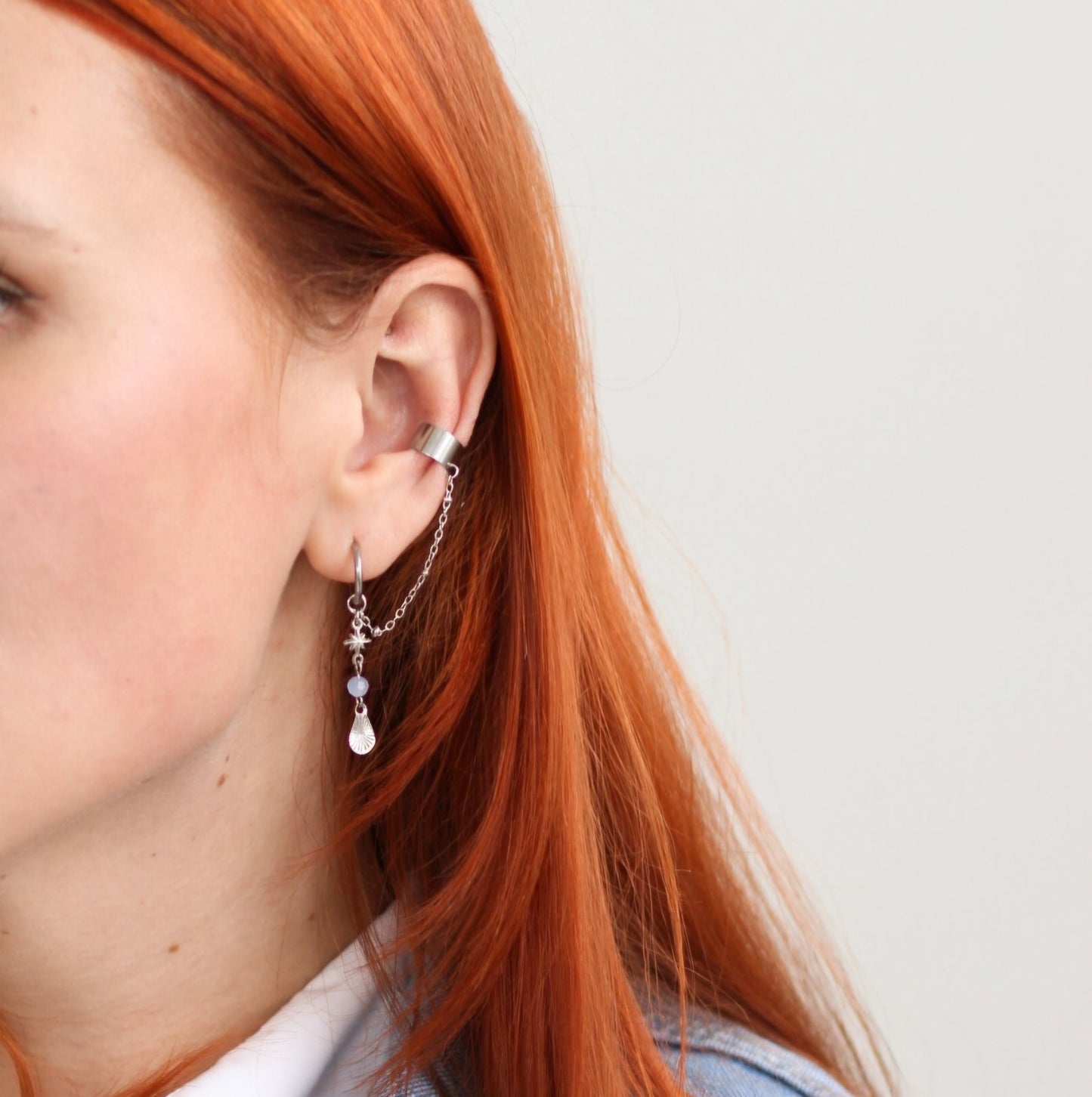 Luna boucles d'oreille asymétrique - Acier inoxydable