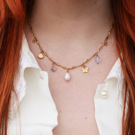 Mariposa charm necklace - 18k gold plated