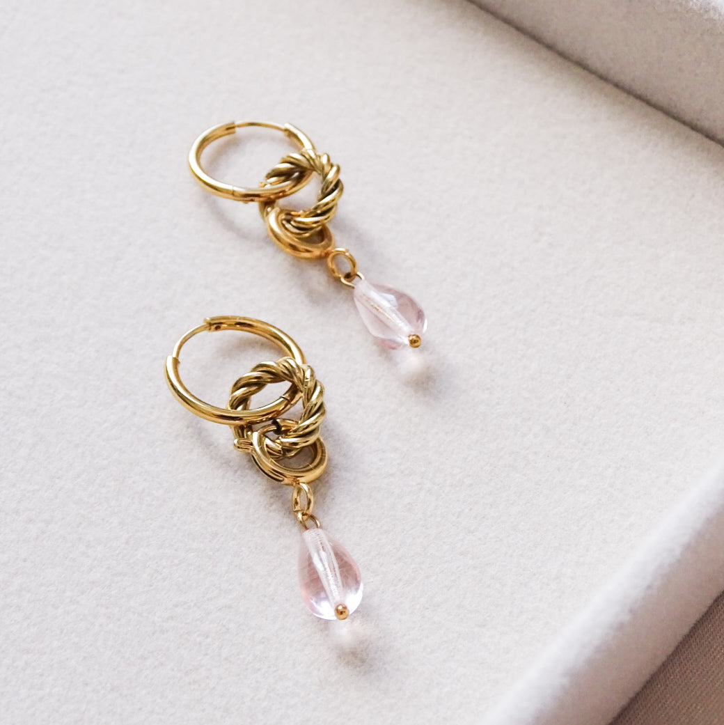 *Nouveauté* boucles d'oreilles Elizabeth 3 en 1 - Plaqué or 18 carats