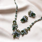 *Trésor vintage* Gustave Sherman extrêmement rare ensemble de boucles d'oreilles et de collier en cristal autrichien tri-couleur vert et bleu années 50(signé)