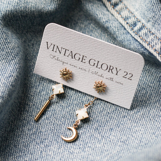 *Nouveauté* Stella boucles d'oreilles 4 en 1 - plaqué or 18 carats