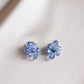 *Vintage treasure* Gustave Sherman mid-century small light blue crystal clip-on earrings (signed)