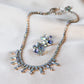 *Vintage treasure* Gustave Sherman light blue aurota borealis mid-century crystal screw back earrings & necklace set (signed)