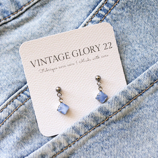 *Nouveauté* Boucles d'oreilles Ivy - Lueur de lune bleue & Acier inoxydable