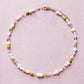 Watermelon pearls & glass beaded necklace