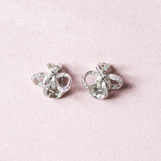 *Trésor vintage* Boucles d'oreilles à clip en verre facetté des années 50 - Sans designer