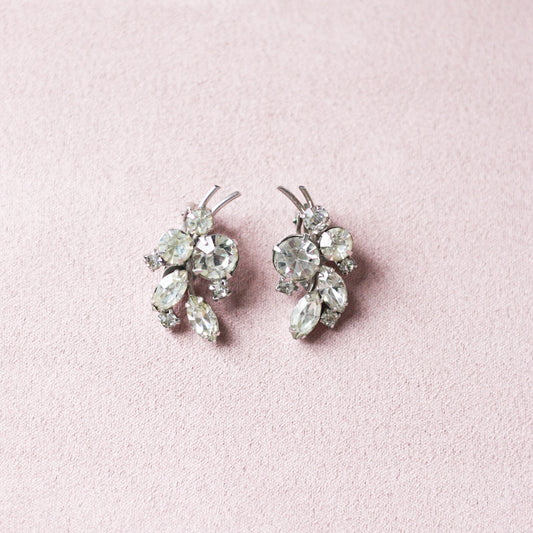 *Trésor vintage* Boucles d'oreilles clip-on en verre facetté signées Reyes style mid-century