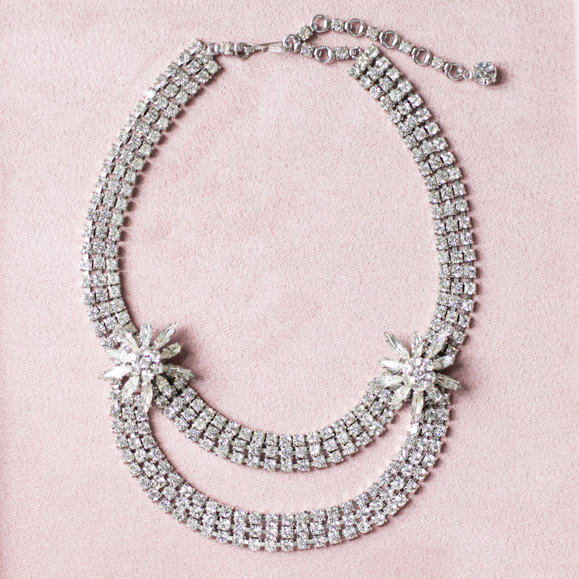 *Vintage treasure* Gustave Sherman extremely rare necklace mid-century Austrian clear crystal(signed) - AS IS