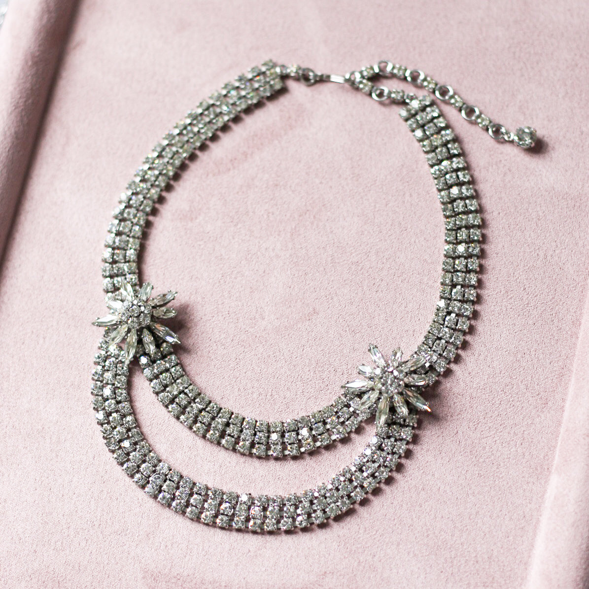 *Vintage treasure* Gustave Sherman extremely rare necklace mid-century Austrian clear crystal(signed) - AS IS