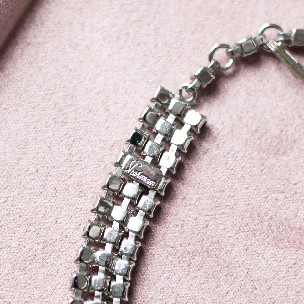 *Vintage treasure* Gustave Sherman extremely rare necklace mid-century Austrian clear crystal(signed) - AS IS