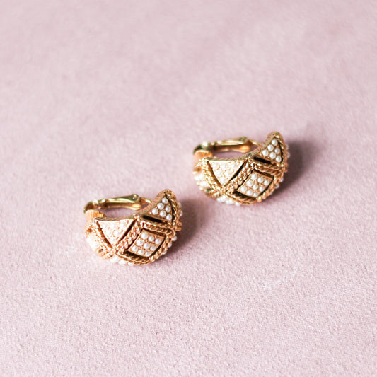 *Trésor vintage* Boucles d'oreilles clip-on géométriques plaquées or designer torontois D'Orlan 1980 - TEL QUEL