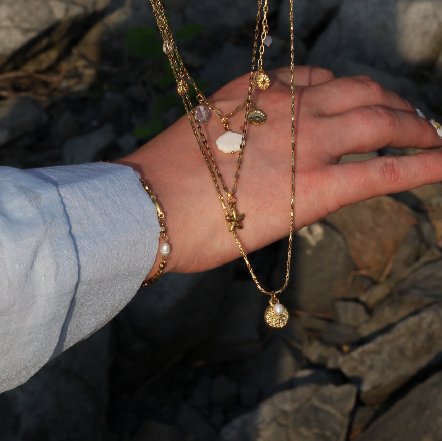Mermaid necklace trio set - 18k gold plated