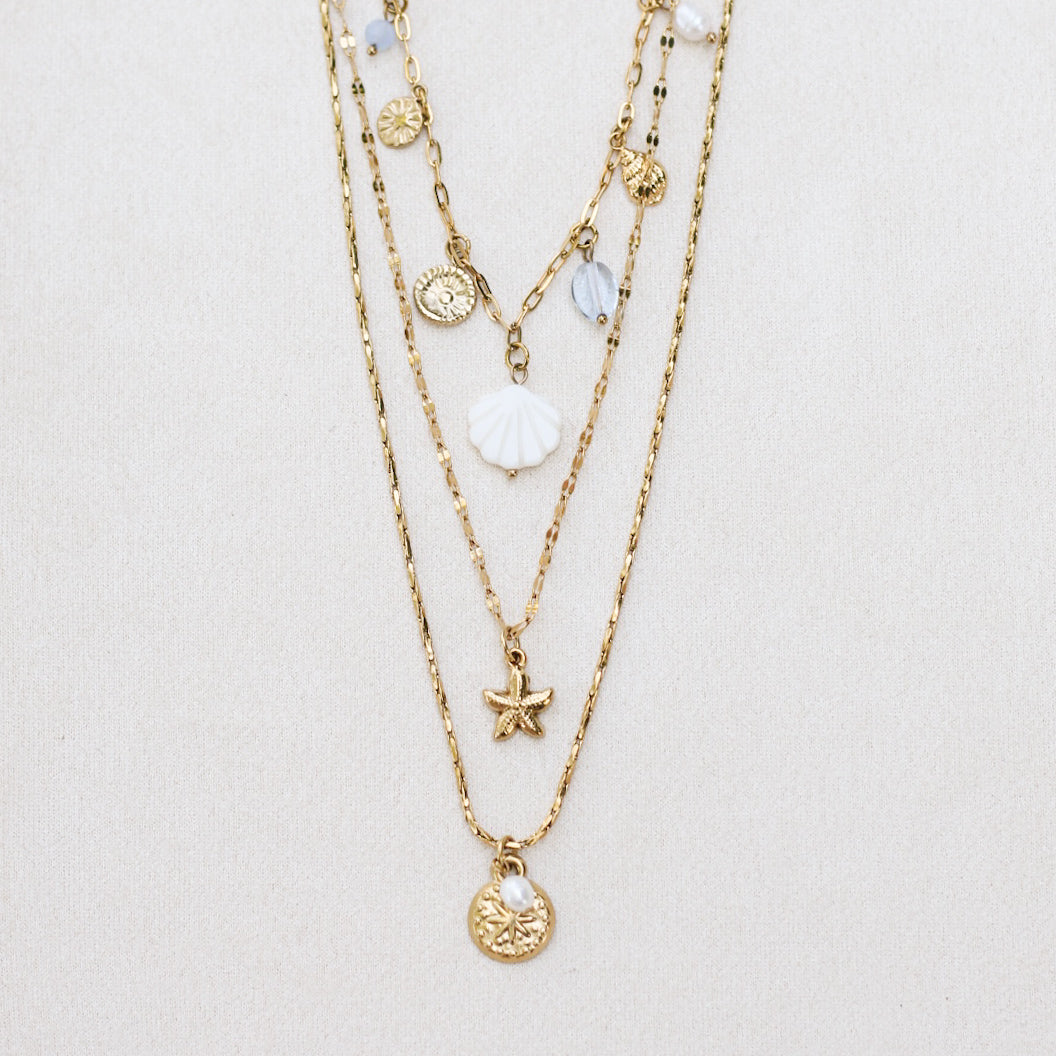 Mermaid necklace trio set - 18k gold plated