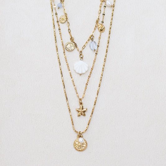 Ensemble de trois colliers sirène - Plaqué or 18 carats