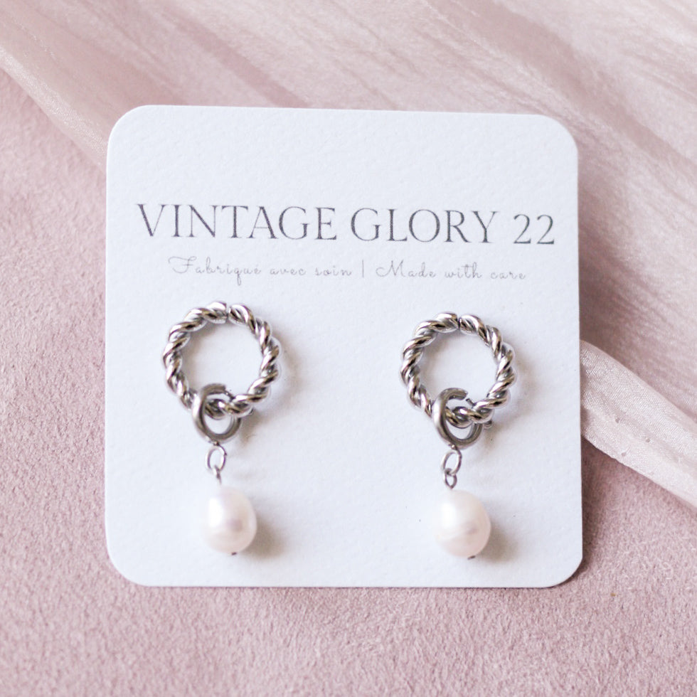 Boucles d’oreilles Lucy 2-en-1 - Acier inoxydable