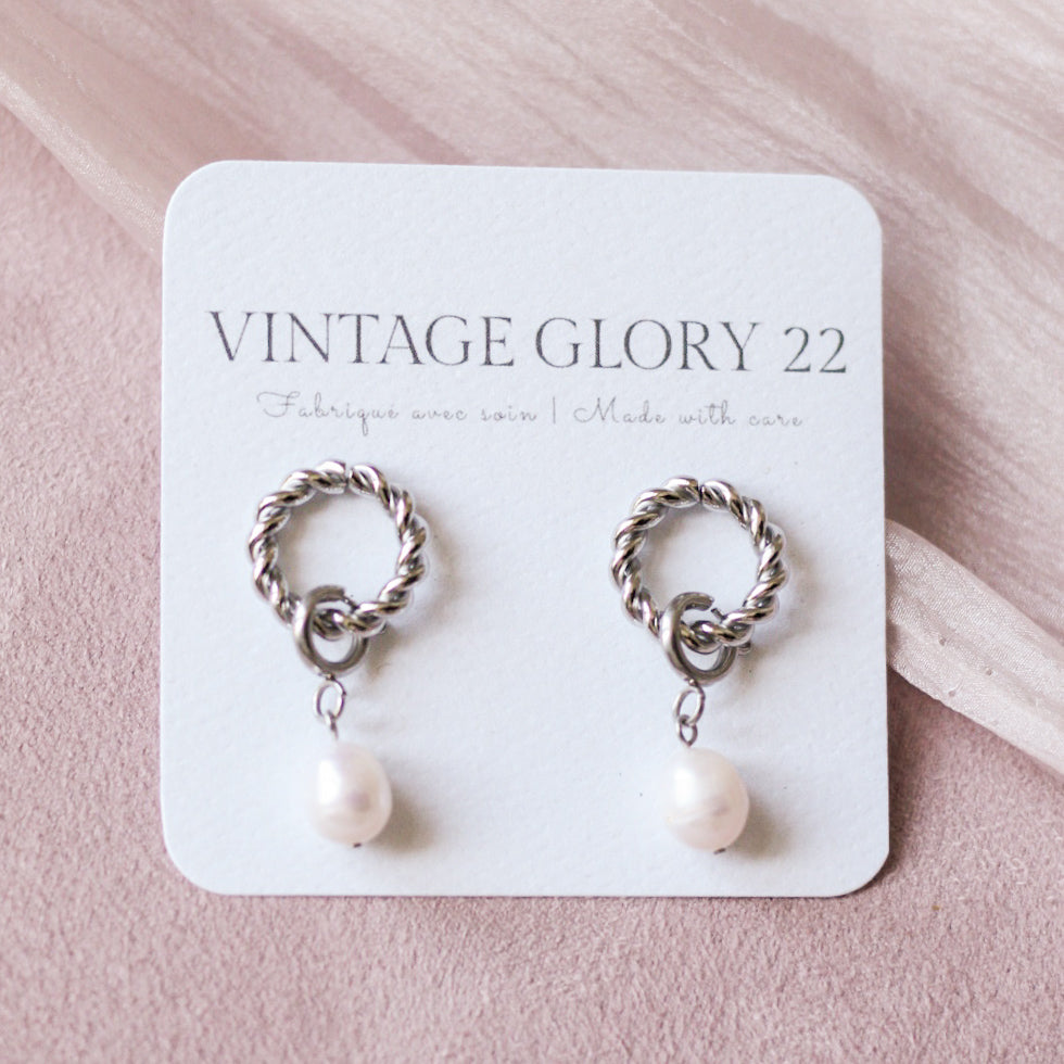 Boucles d’oreilles Lucy 2-en-1 - Acier inoxydable
