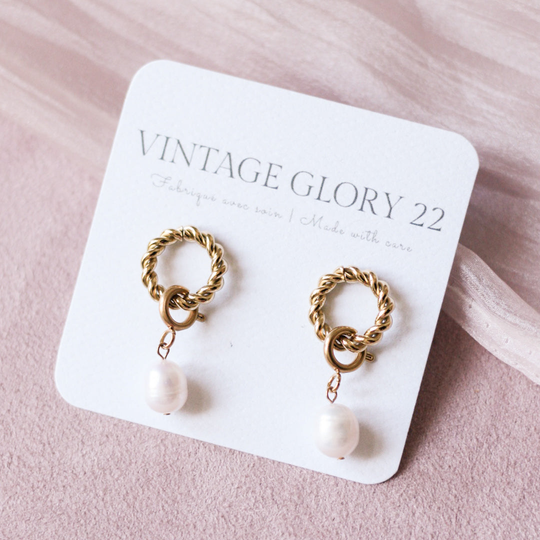 Lucy 2 in 1 earrings - 18k gold plated