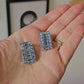 *Vintage treasure* Gustave Sherman mid-century small light blue crystal clip-on baguette earrings (signed)