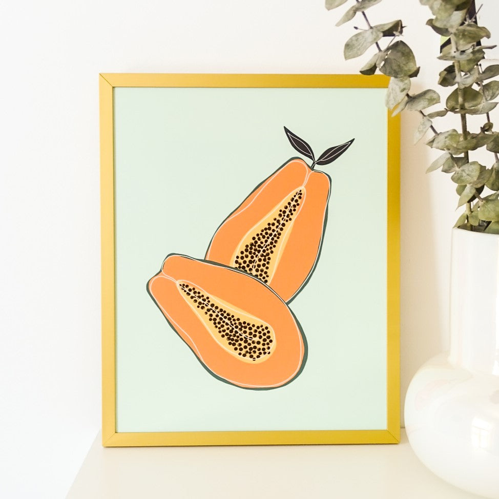 Papaya print - Mint (CLEARANCE)